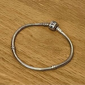 Pandora Moments Sterling Silver Snake Chain Charm Bracelet with Barrel Clasp.